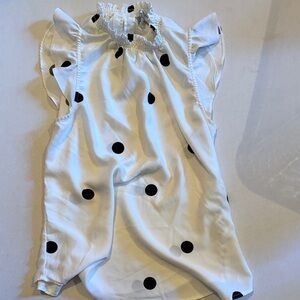 Carolina Belle White Blouse with Black Polka Dots